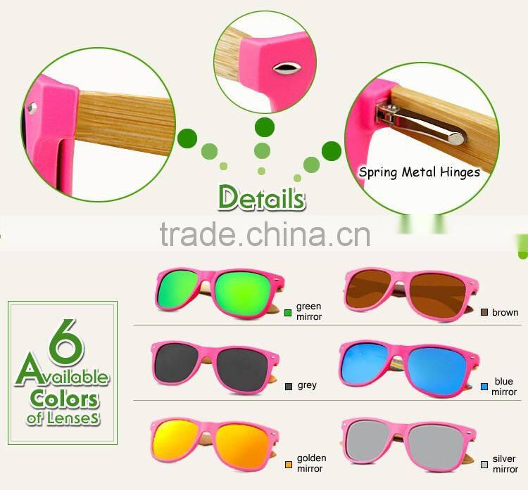 Plastic frame Bamboo arms sunglasses handmade, bamboo eyewear, bamboo sunglasses China