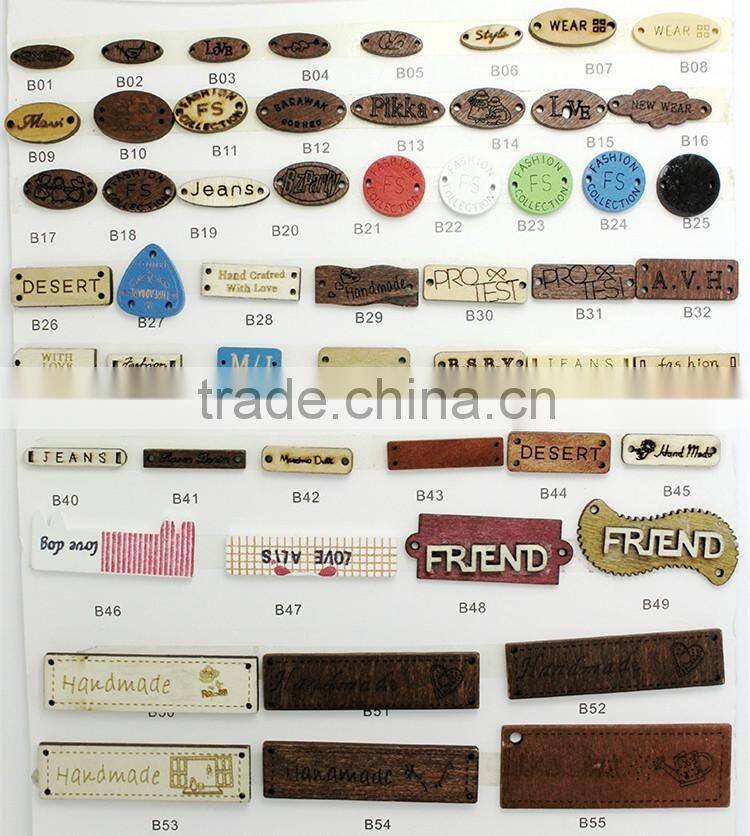 Sedex Audited Factory 2 Pillar Oval Shape Sew-on Wooden Badges For garment