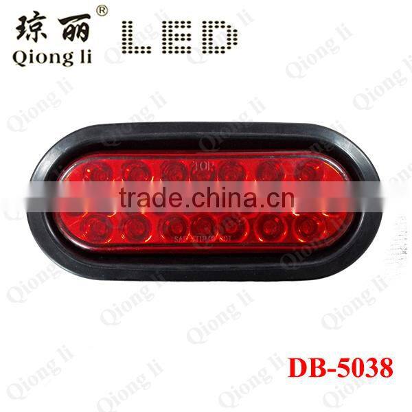 waterproof long lifespan Red PC lens 12V oval 6" LED stop turn tail light truck light