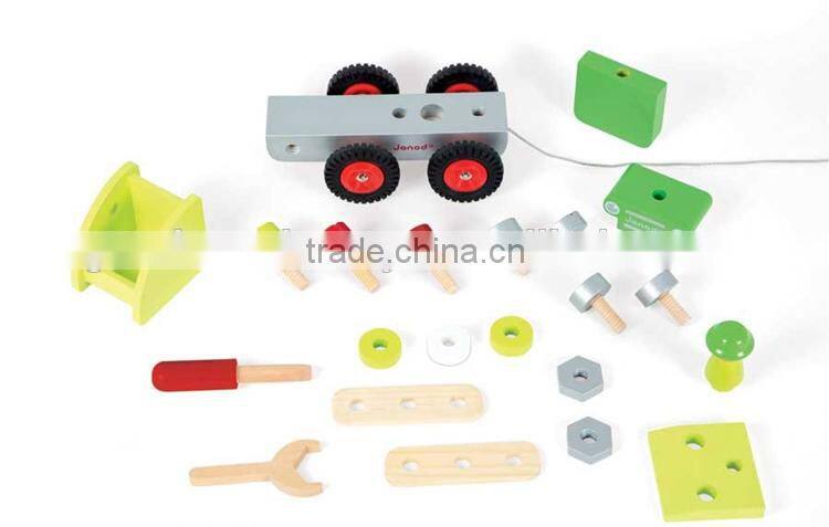 new item wooden tractor toy OEM creative wooden tractor kids combination toys EZ5104