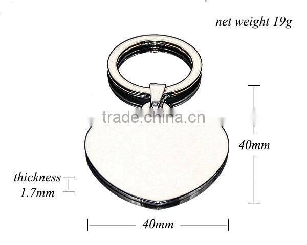 40MM Heart Shape Wedding Favor Gifts High Polished Stainless Steel Wholesale Blank Metal Heart Keychain