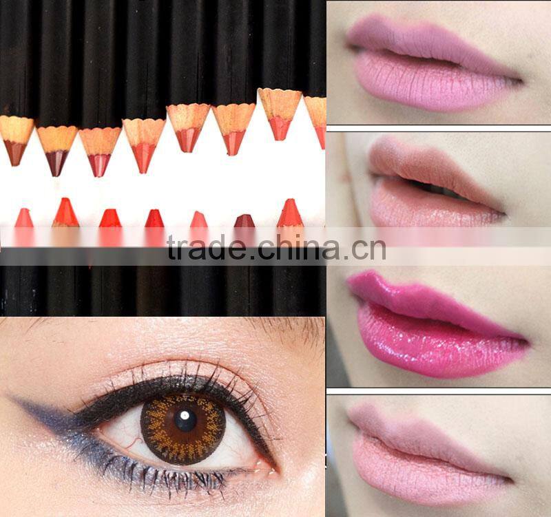 2016 Hot Sale Multicolor Waterproof Functional Lip Liner Pencil Eyebrow Eye Lip Makeup Colorful Cosmetic Lipliner Pen