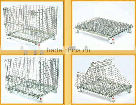 Stackable folding storage rack and galvanized steel Wire Storage Cage / Warehouse Cage