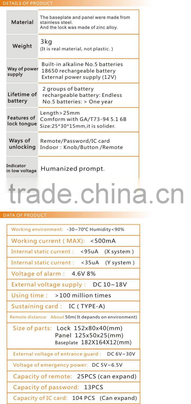 Electronic lock glass door, wireless lock with password for single door(LY15CR2-11BM)