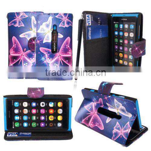 For Nokia lumia 800 stylish book side card holder wallet flip case cover