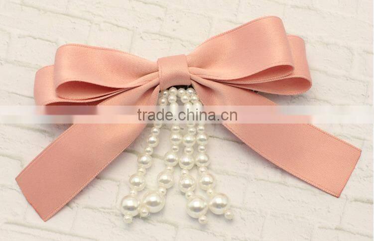fancy beads ribbon make hair bow alligator hair clip barrettes