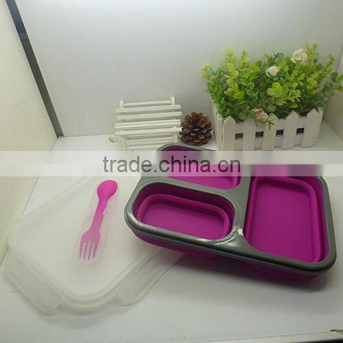 2014 hot sale silicone picnic box silicone lunch box silicone portable meal box