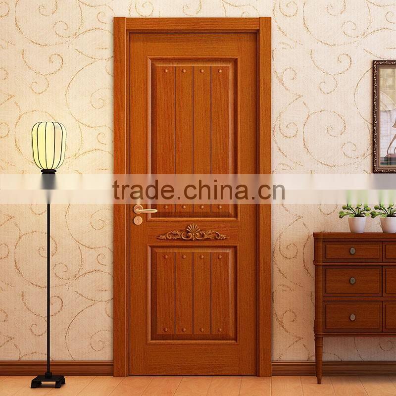 2015 New Design Brown Oak Solid Wood Carving Security Swing Door