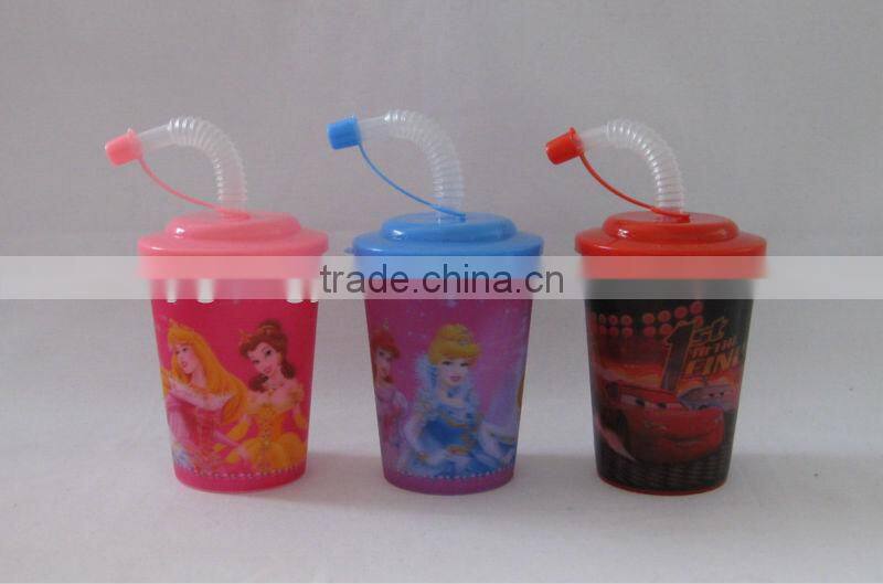 cartoon kids drinking cup with flexible straw