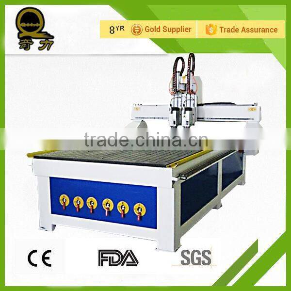 Pneumatic tool change double head CNC wood router for sale QL-1325
