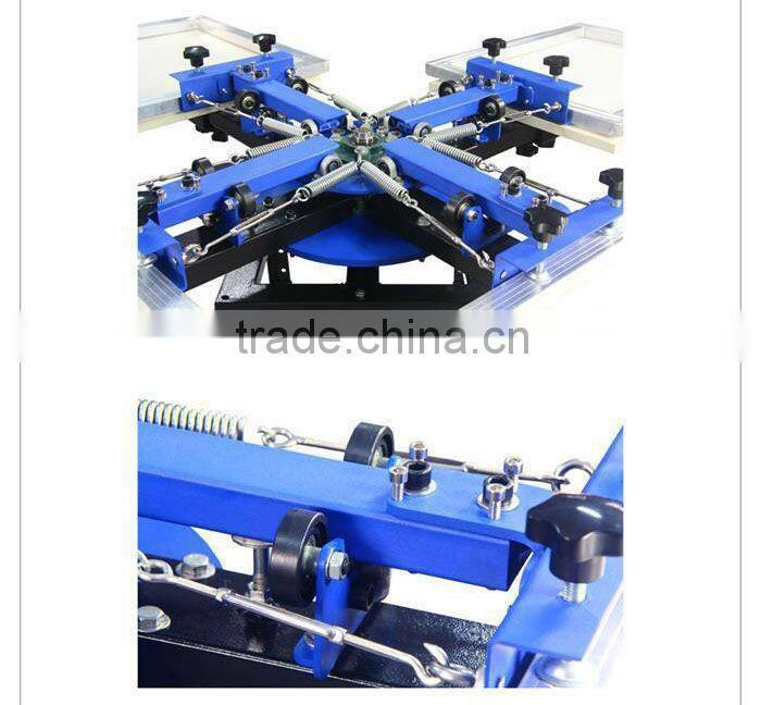 Model JN-MS4-4555T 4-Colour Manual Operating Rotating T-shirt Screen Printing Machine