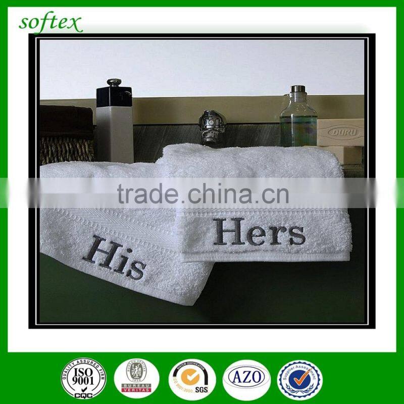 wholesale His and Hers embroidery design terry bath towel 100% cotton