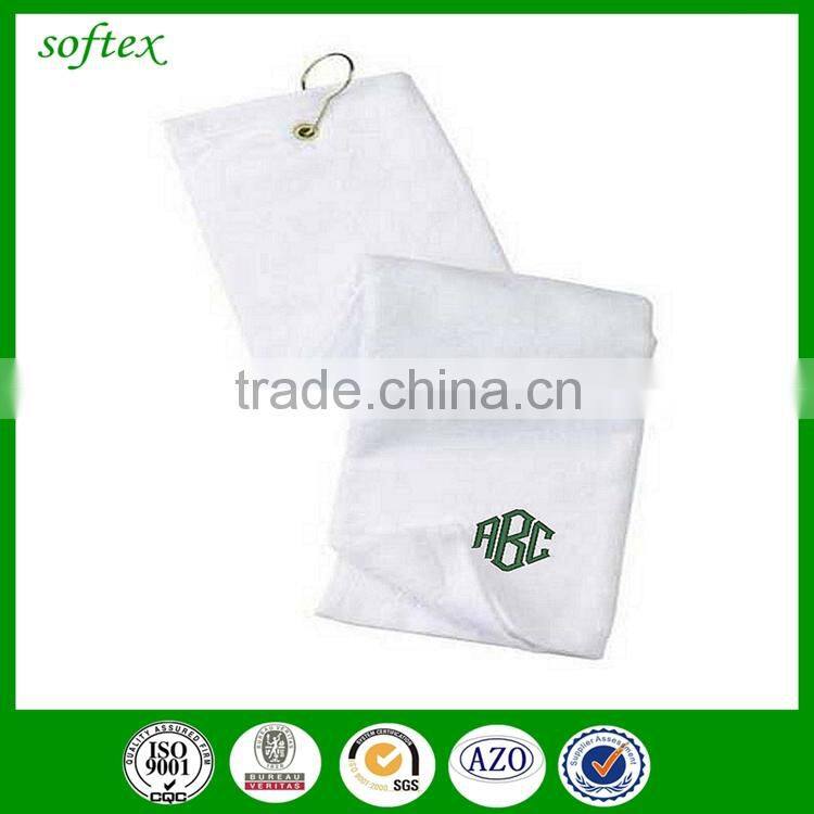 40x60cm 140g age group 100% cotton custom white golf towel with embroidery