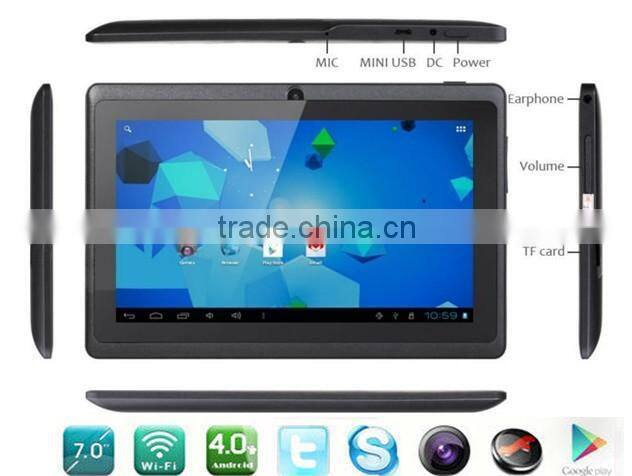 7 Inch Dual Core Android 4.4 cheapest MID with Bluetooth Dual Camera Q88 A23 cheapest Tablet