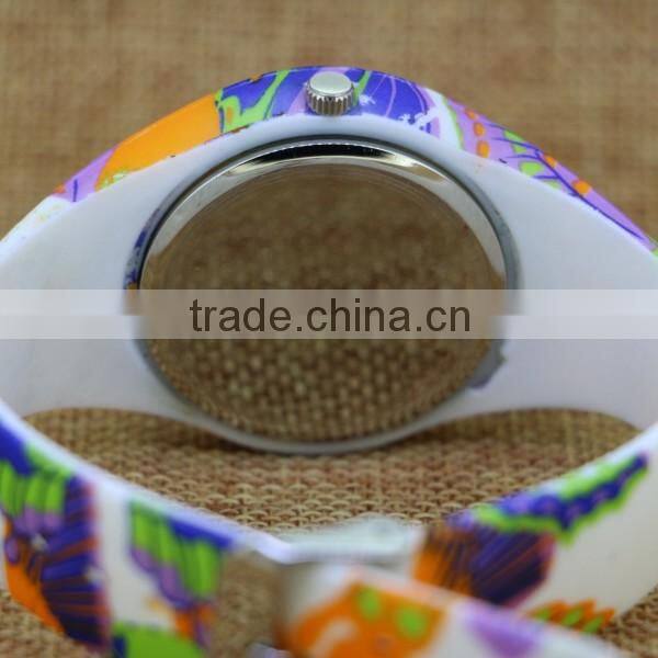 Magnificent printed pattern ladies silicone watch japan movt stainless steel back sr626sw