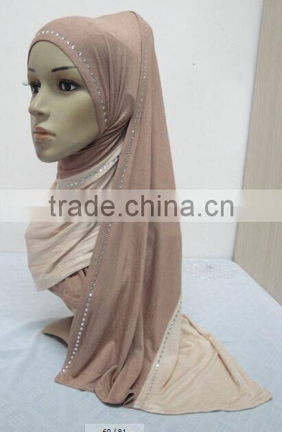 JL045a cotton jersey black with colors combine mulim scarf,muslim hijab