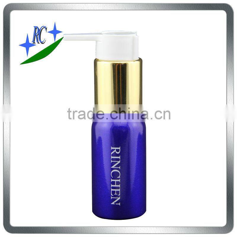 50ml blue color aluminum bottle with metal pump