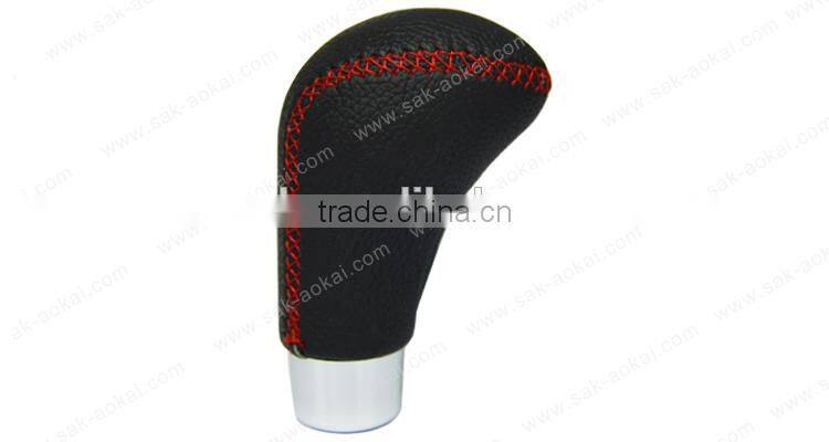 Manual Leather Shift Lever Knob Green Stitch Universal