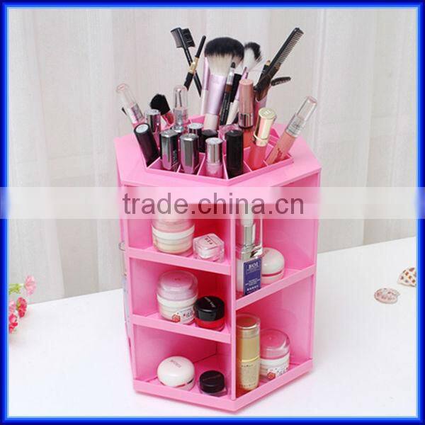 Beautiful lady rotatable pink counter clear acrylic make up organizer with dividers, custom lipstick holder make up organizer