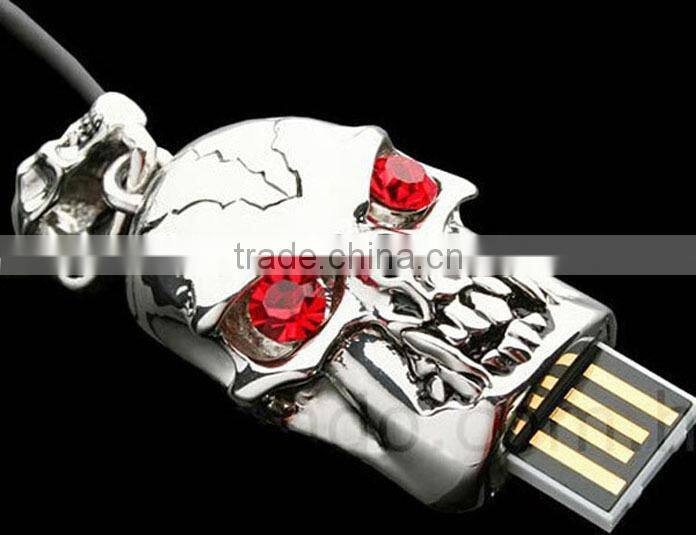 custom metal skull usb flash drive with Necklace