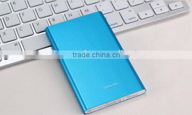 Promotional gift free laser engraving logo mi ultra slim portable powerbank with optional capacity 5000mAh and 8000mAh