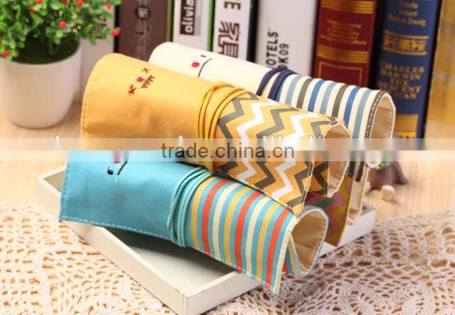 Korea style smile face roll up school pencil bag/pencil case with rope