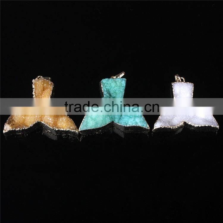 Golden Electroformed Edge Dyed Colors owl Drusy Agate Druzy Pendant Bead necklace--OEM welcome