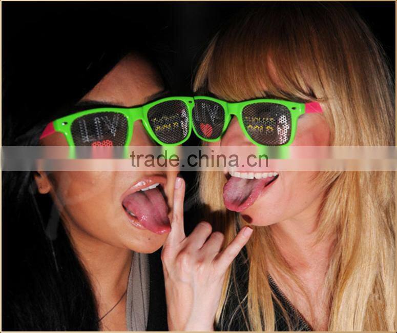 Nightclub promo pin hole sunglasses with custom logo print