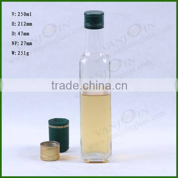 250ml Cheap Clear Square Glass Bottle For Olive Oil