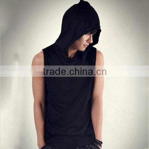 Pullover With Hood Cotton Man Tank Top (lyt-060116)