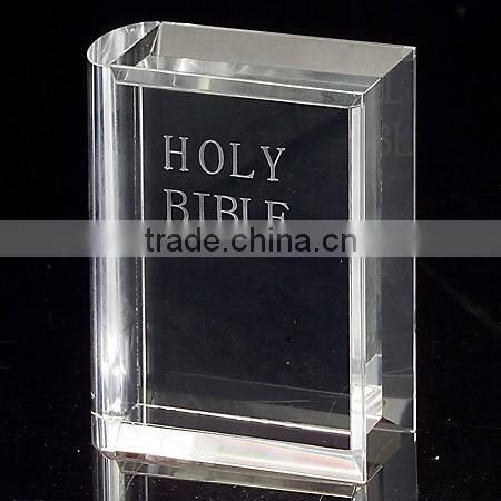 Noble clear cheap crystal book shape trophy for wedding souvenir