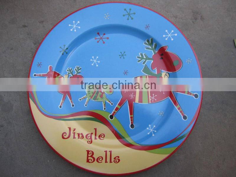 Ceramic flat plate white porcelain dinner plate for Christmas