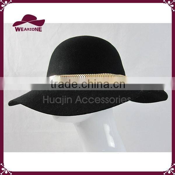 Wide Brim Floppy Style with Metal Decoration Felt Hat