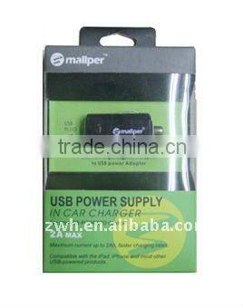 Mallper USB Power Supply (Black 2A) for Iphone Ipod Ipad in the car