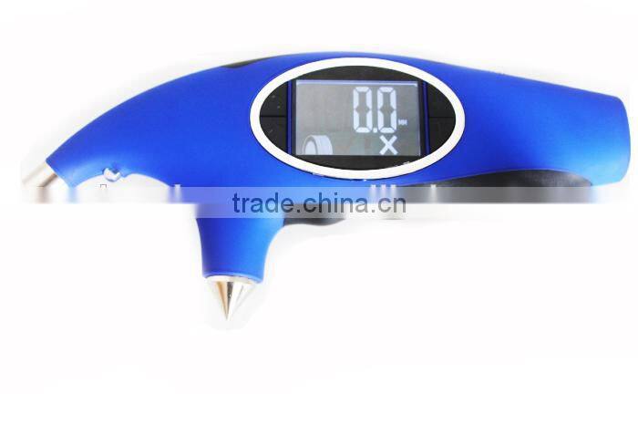 2014 New 5 in 1 Hand held 200 psi backlight digital tire pressure gauge for testing car with digital tread ruler of 15mm