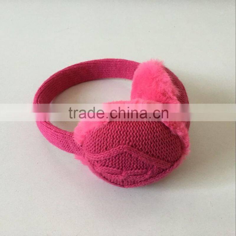 Adult unisex knitted earmuff fur with geometric pattern for male and female outdoor active wearing accessories
