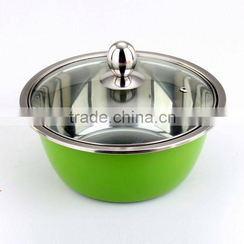 3 Pcs Stainles Steel Colorful Mixing Bowl with Glass Lid