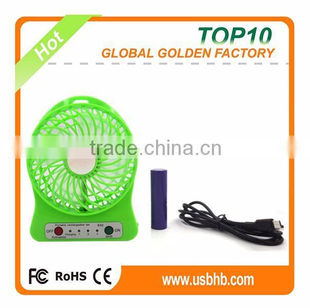 2016 Newest Mini USB Fan With 3 Protable Rechargeable Fan With 18650 Battery