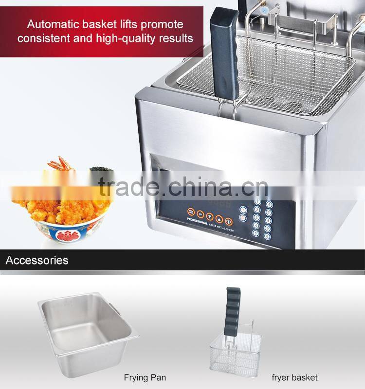 2016 New Product Commercial Automatic Basket Lift Deep Fryer Thermostat 12L For Commercial Use