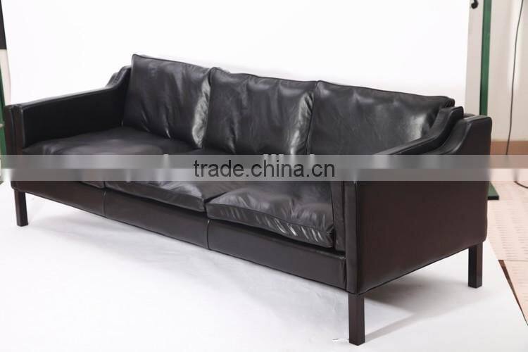 3 seater black genuine leather european style recliner sofa borge mogensen sofa