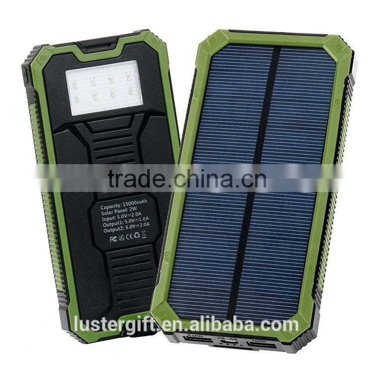 Best selling products solar power bank charger 20000mAh with LED light