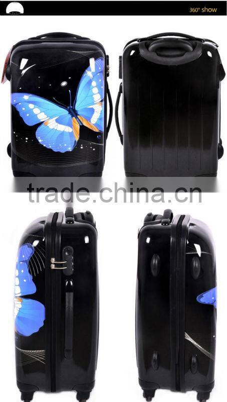 Beauty Butterfly Printing luggag Fashion for Women ABS&PC Carry on luggage Two Size 20'' 24 trolley luggage set for travel