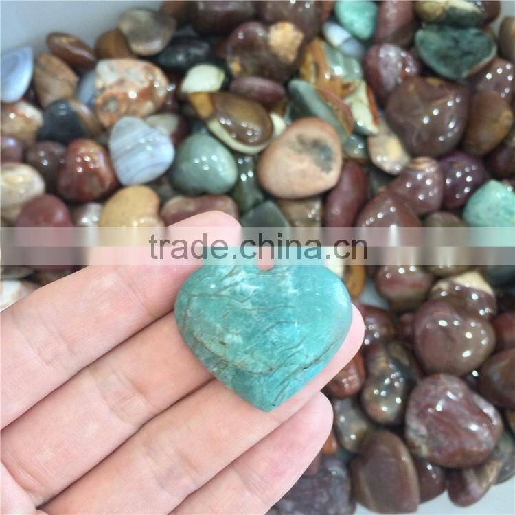 Natural Ocean Jasper Heart Shaped Stone Pendant Loose Gemstones