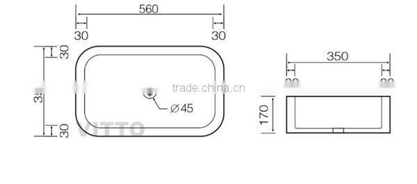 hot selling rectangle ce ceramic sink