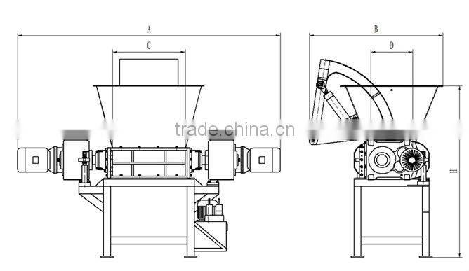 Double-shaft waste plastic shredder machine/plastic breaker