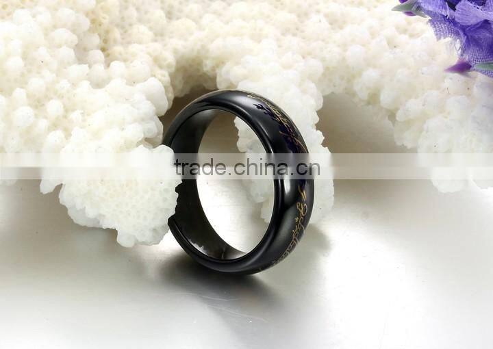 KSTONE Black Ceramic Lord of Rings Ring