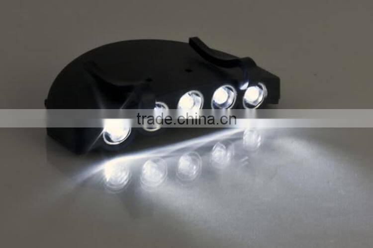 5LEDs Plastic Cap Hat Light 2*CR2032 Battery Powered LED Fishing Light Hat Light Sale Black LED Headlamp for fishing