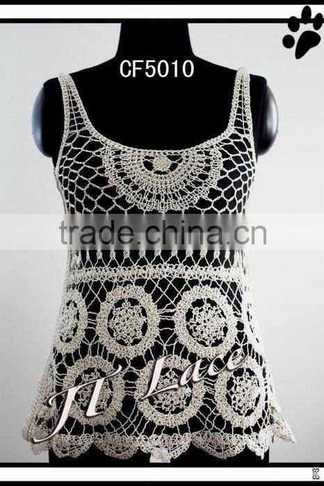 New Design Garment Embroidery Cotton Lace Vest