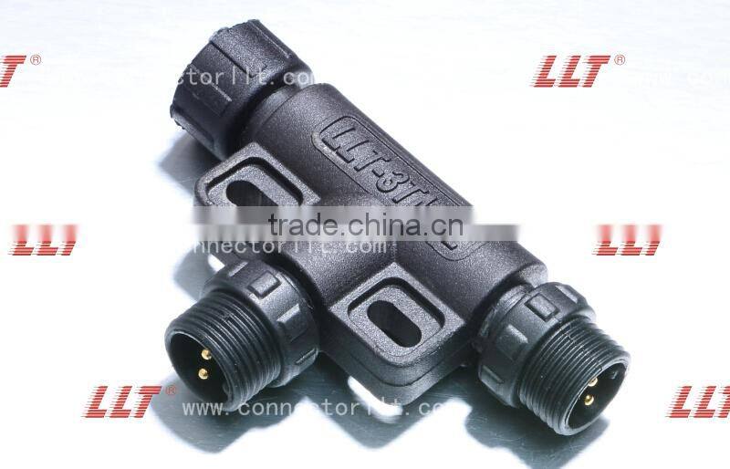 LLT Easy Installable M12 series T connector Outdoor lighting electrical Tee Connector