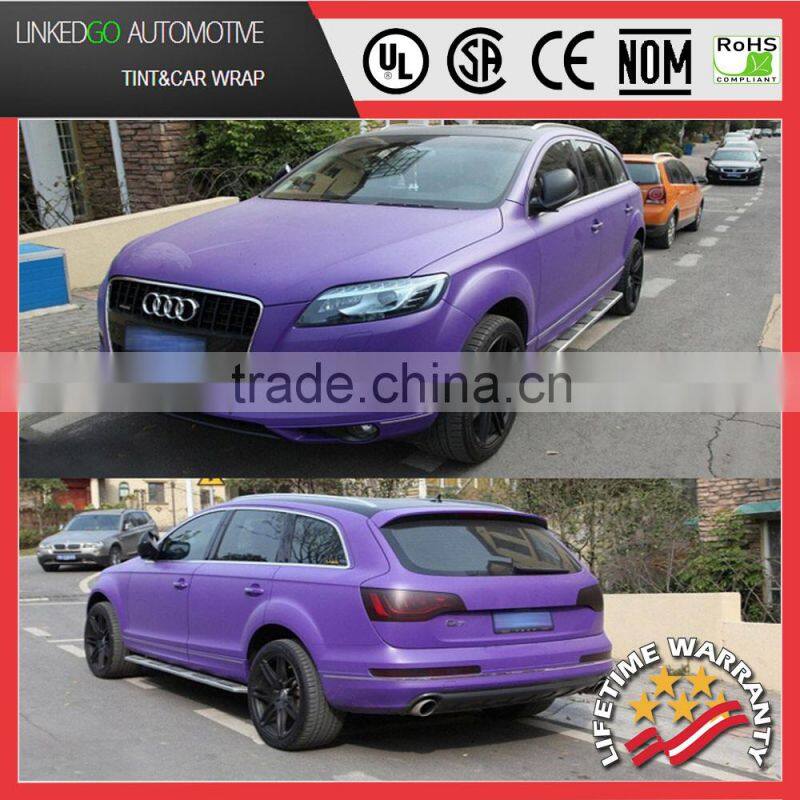 New Fashion Style Air Bubble Free Purple 1.52*30M Vinyl Sticker Matte Car Vinyl Wrap